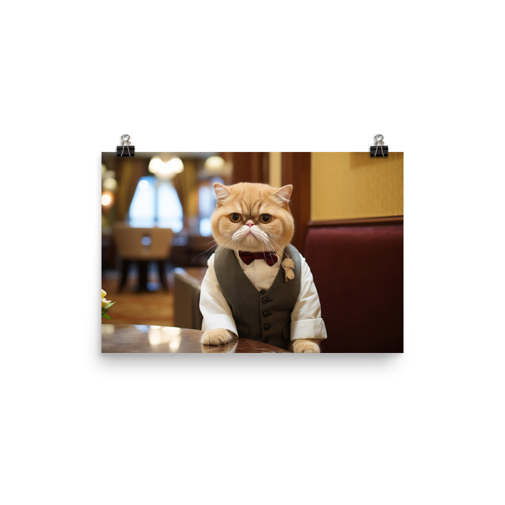 Exotic Shorthair Hotel Staff Photo paper poster - PosterfyAI.com