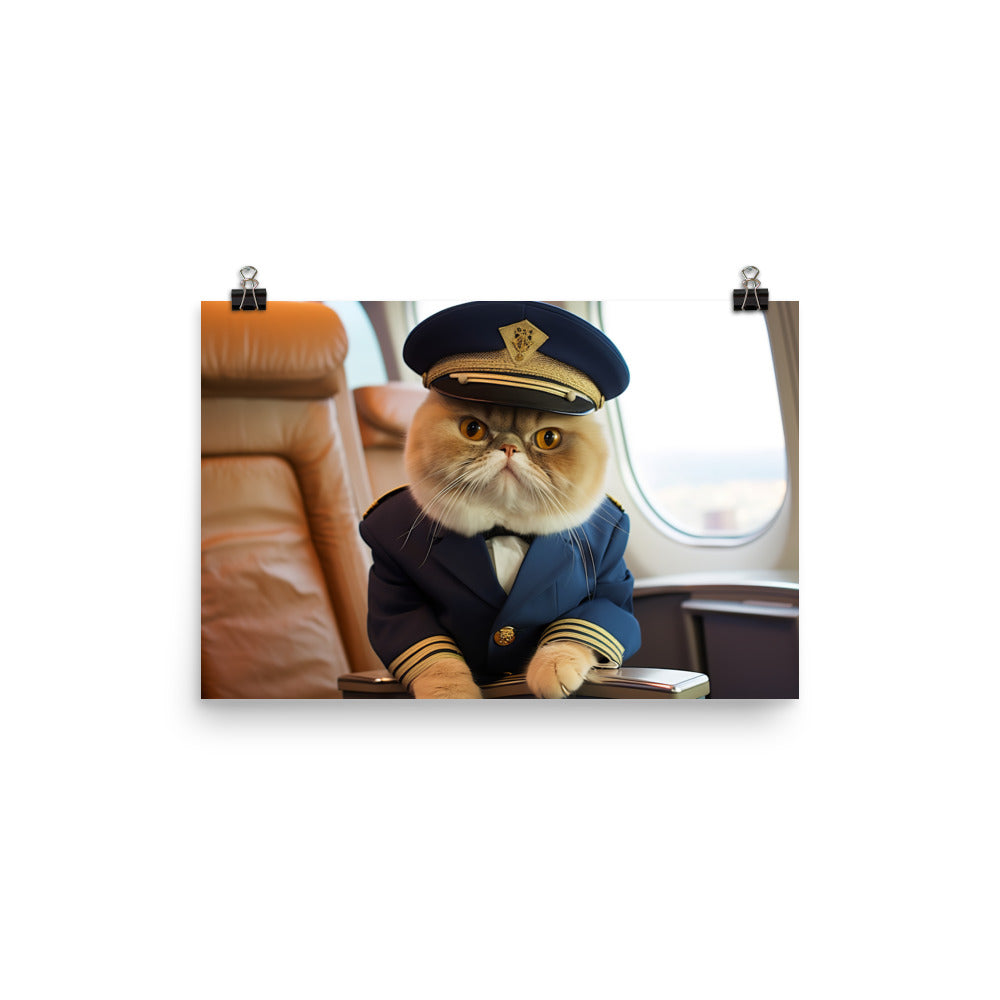 Exotic Shorthair Pilot Photo paper poster - PosterfyAI.com