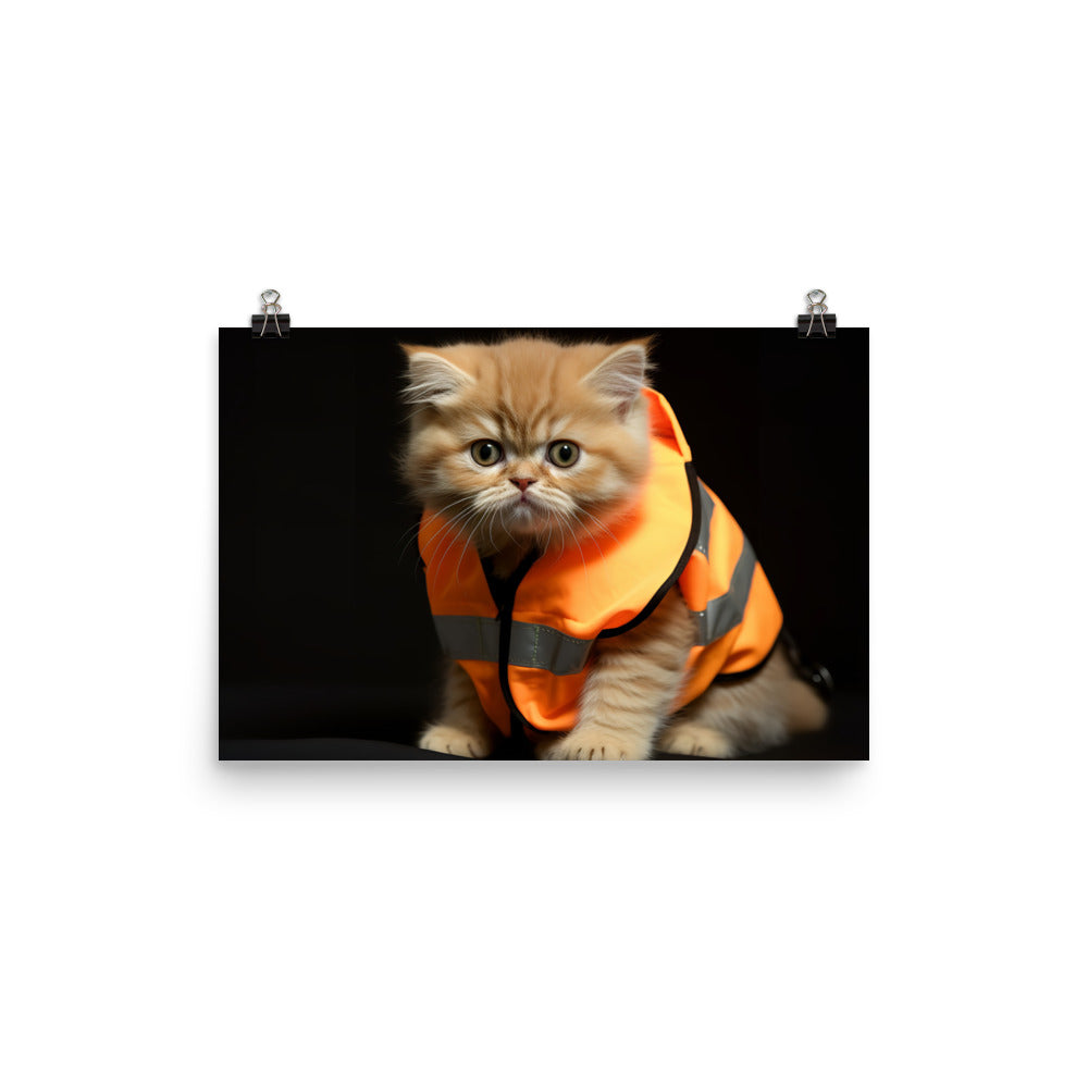 Exotic Shorthair Security Officer Photo paper poster - PosterfyAI.com