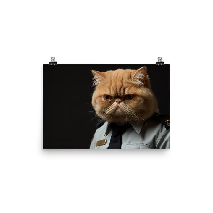 Exotic Shorthair Security Officer Photo paper poster - PosterfyAI.com