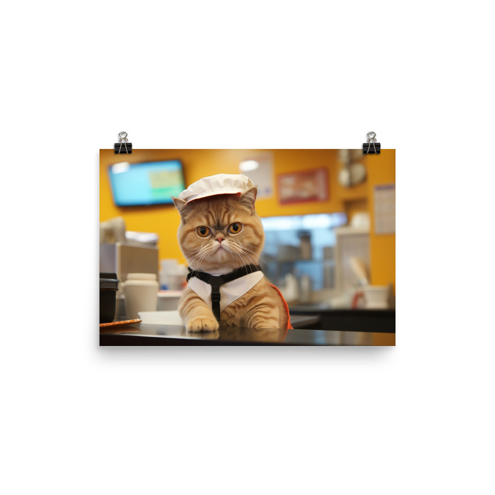 Exotic Shorthair Fast Food Crew Photo paper poster - PosterfyAI.com