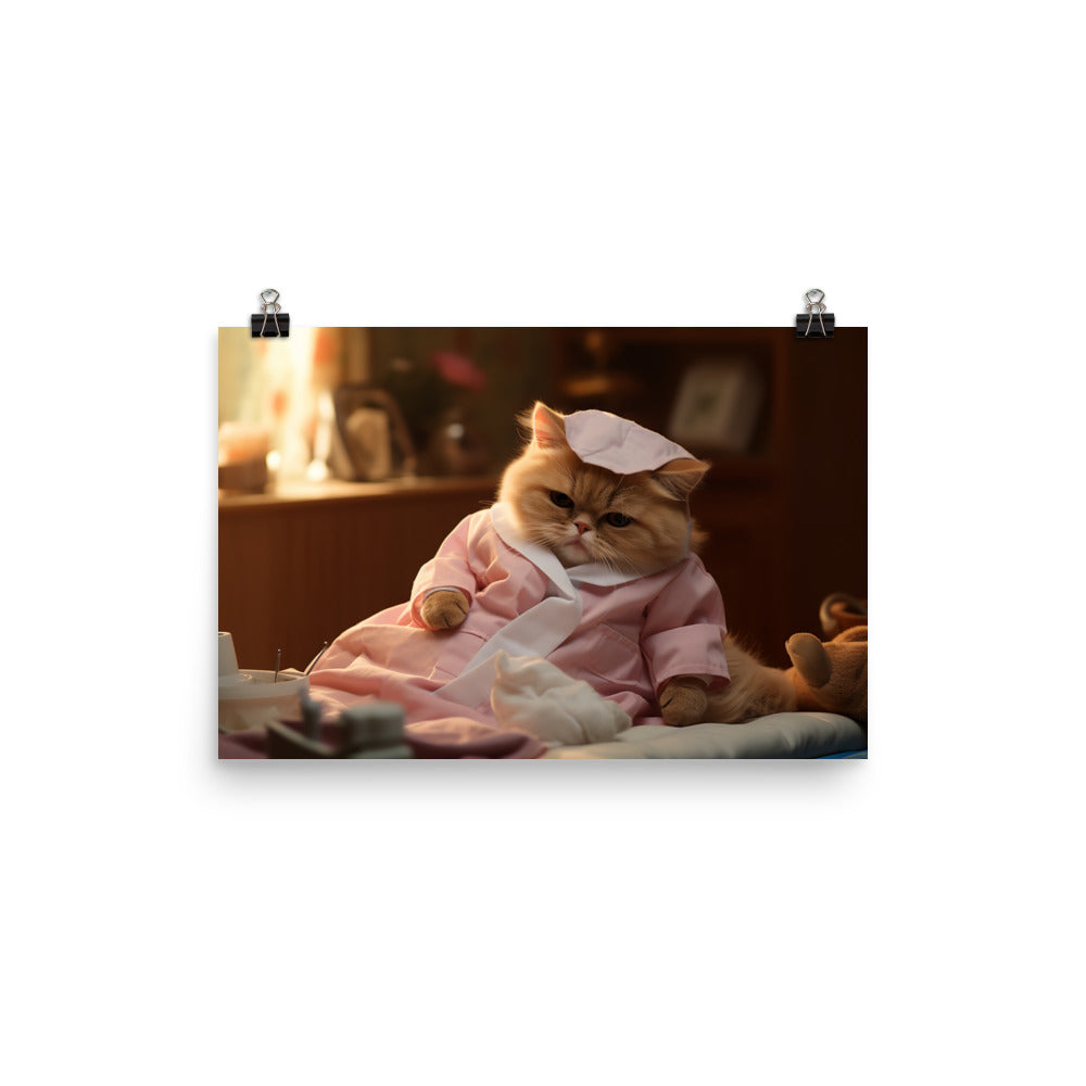 Exotic Shorthair Nurse Photo paper poster - PosterfyAI.com