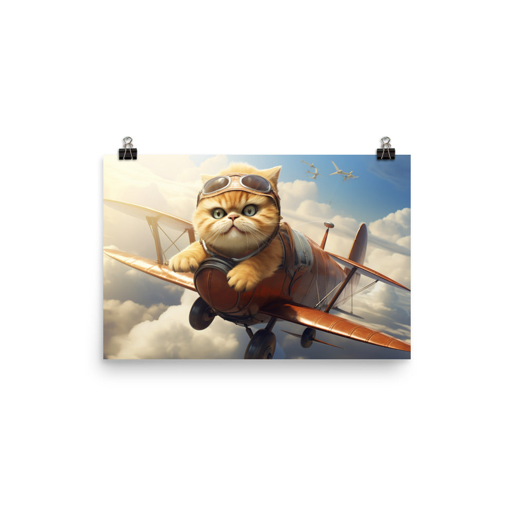 Exotic Shorthair Pilot Photo paper poster - PosterfyAI.com