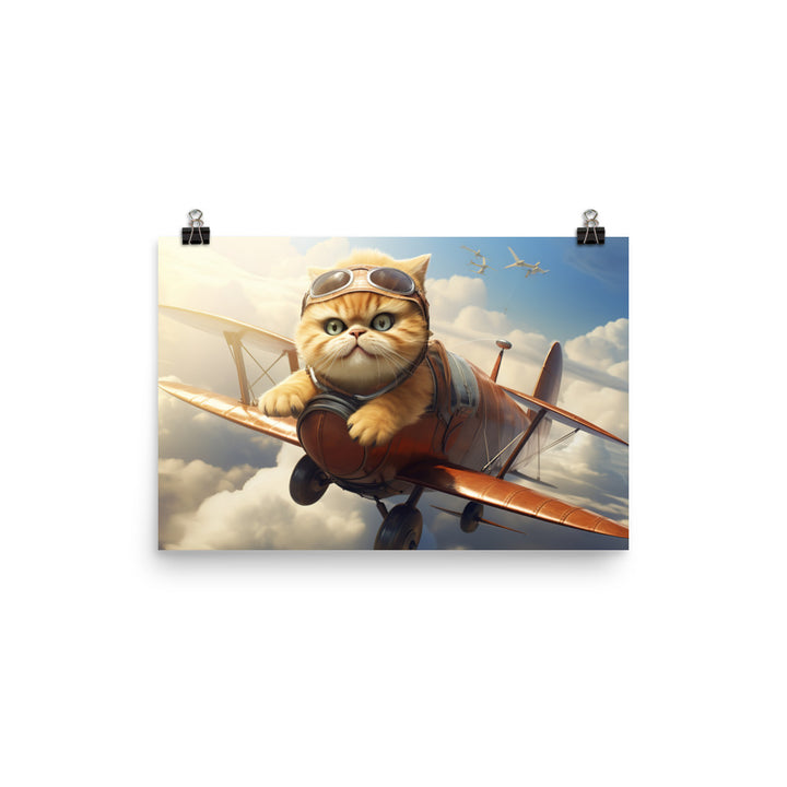 Exotic Shorthair Pilot Photo paper poster - PosterfyAI.com