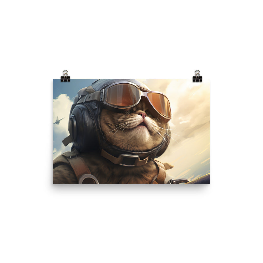 Exotic Shorthair Pilot Photo paper poster - PosterfyAI.com