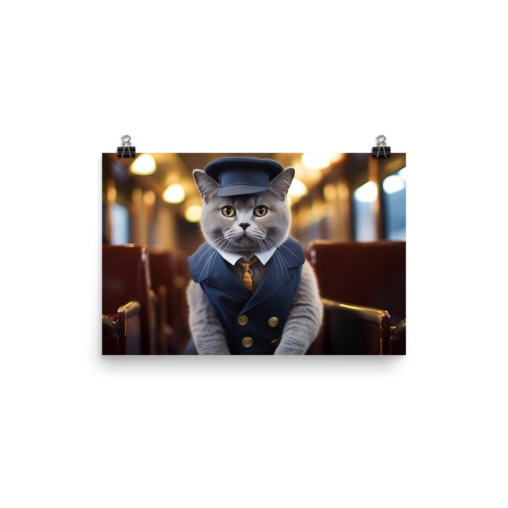 British Shorthair Transit Operator Photo paper poster - PosterfyAI.com