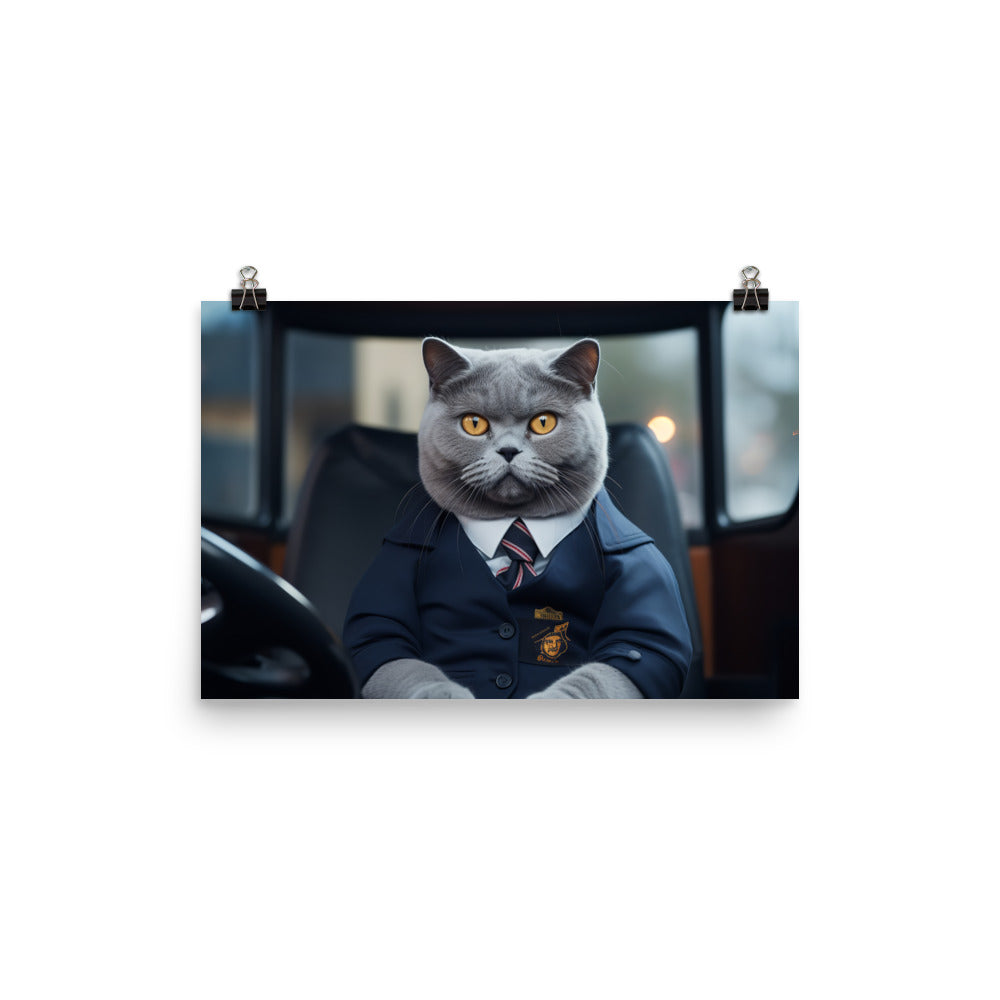 British Shorthair Transit Operator Photo paper poster - PosterfyAI.com