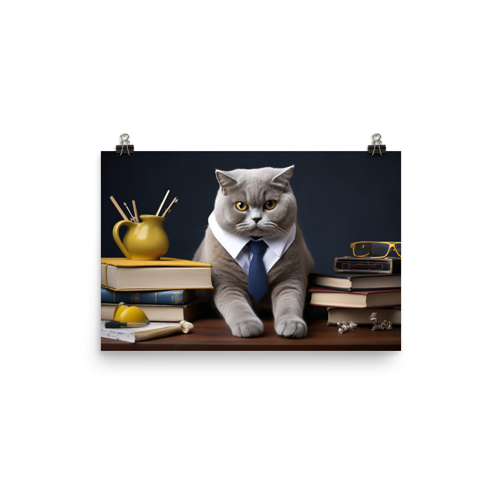 British Shorthair Student Photo paper poster - PosterfyAI.com