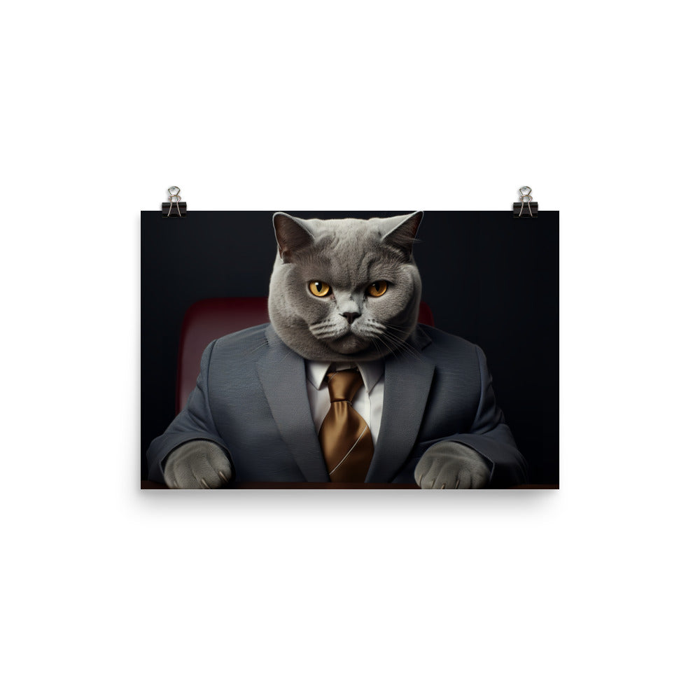 British Shorthair Sales Consultant Photo paper poster - PosterfyAI.com