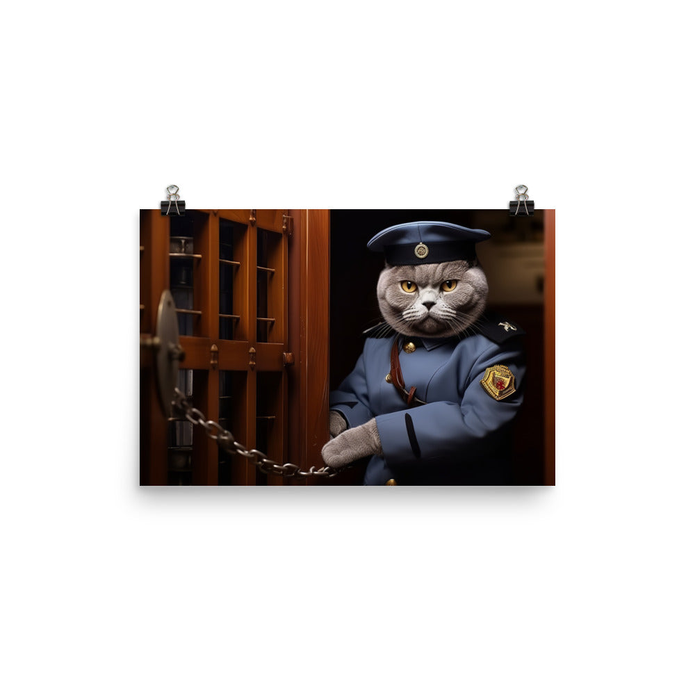 British Shorthair Prison Officer Photo paper poster - PosterfyAI.com