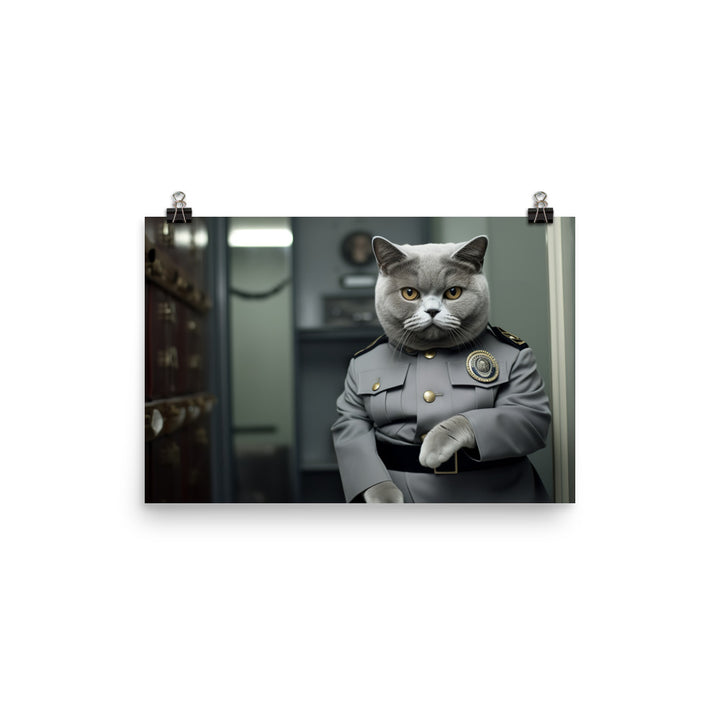 British Shorthair Prison Officer Photo paper poster - PosterfyAI.com