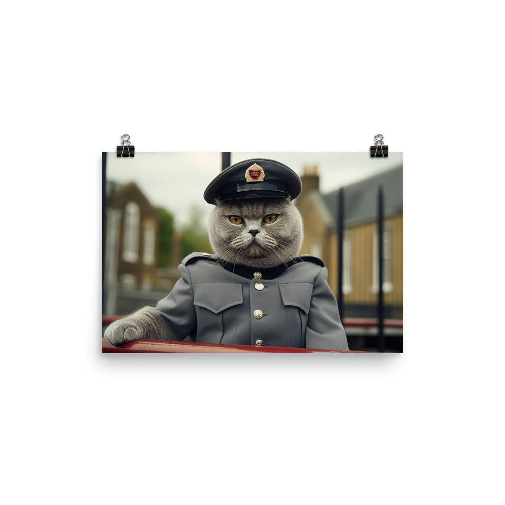 British Shorthair Prison Officer Photo paper poster - PosterfyAI.com