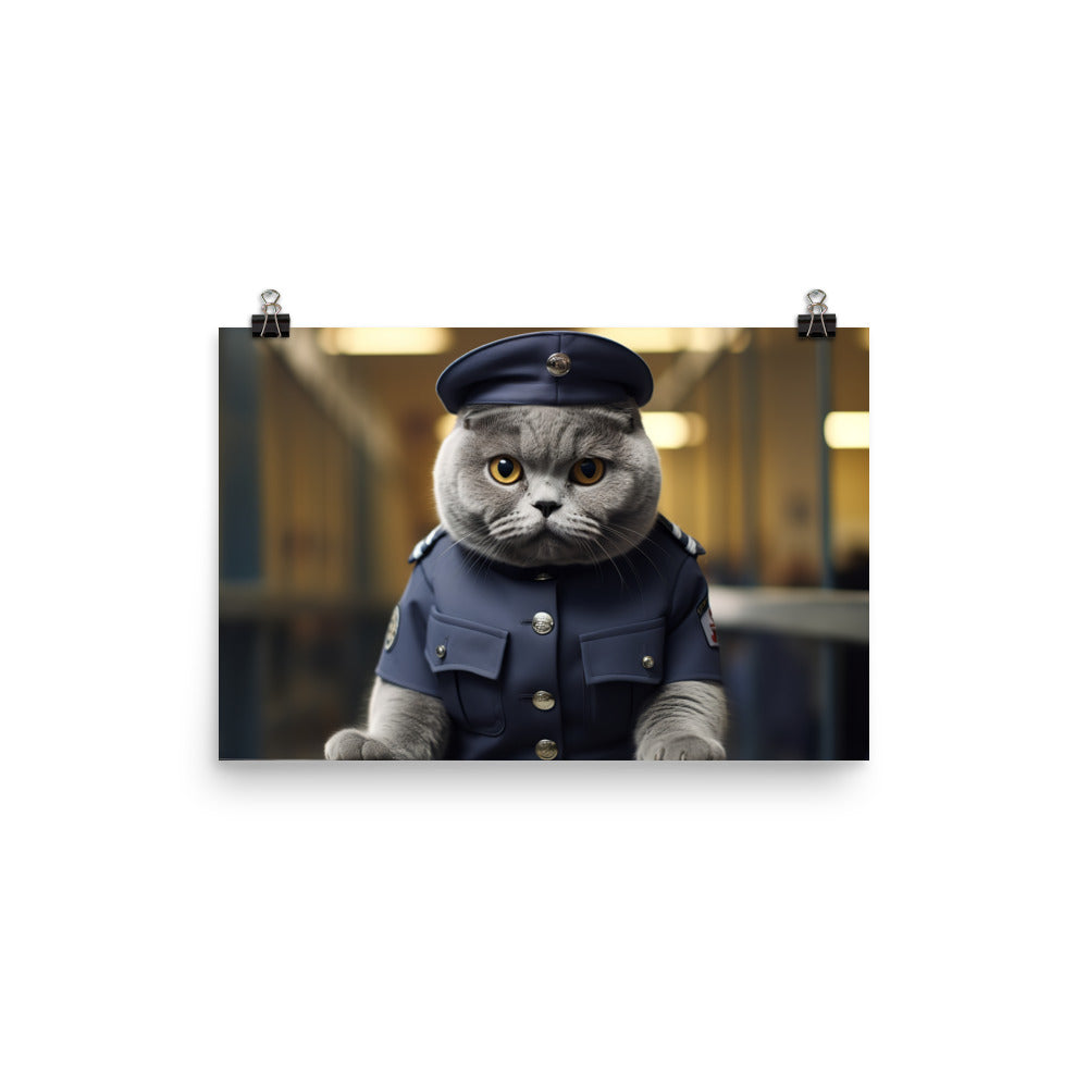 British Shorthair Prison Officer Photo paper poster - PosterfyAI.com