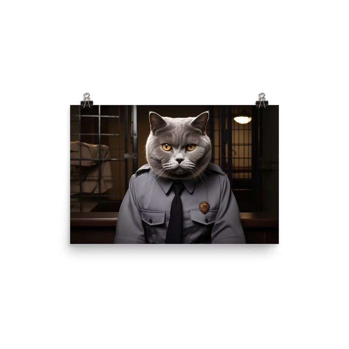 British Shorthair Prison Officer Photo paper poster - PosterfyAI.com