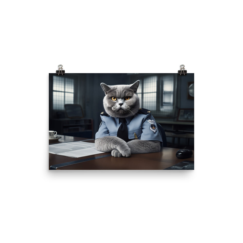 British Shorthair Prison Officer Photo paper poster - PosterfyAI.com