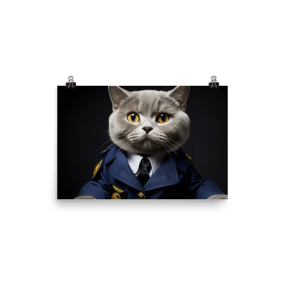 British Shorthair Pilot Photo paper poster - PosterfyAI.com