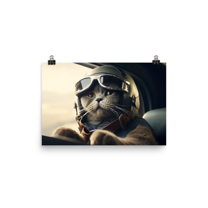 British Shorthair Pilot Photo paper poster - PosterfyAI.com