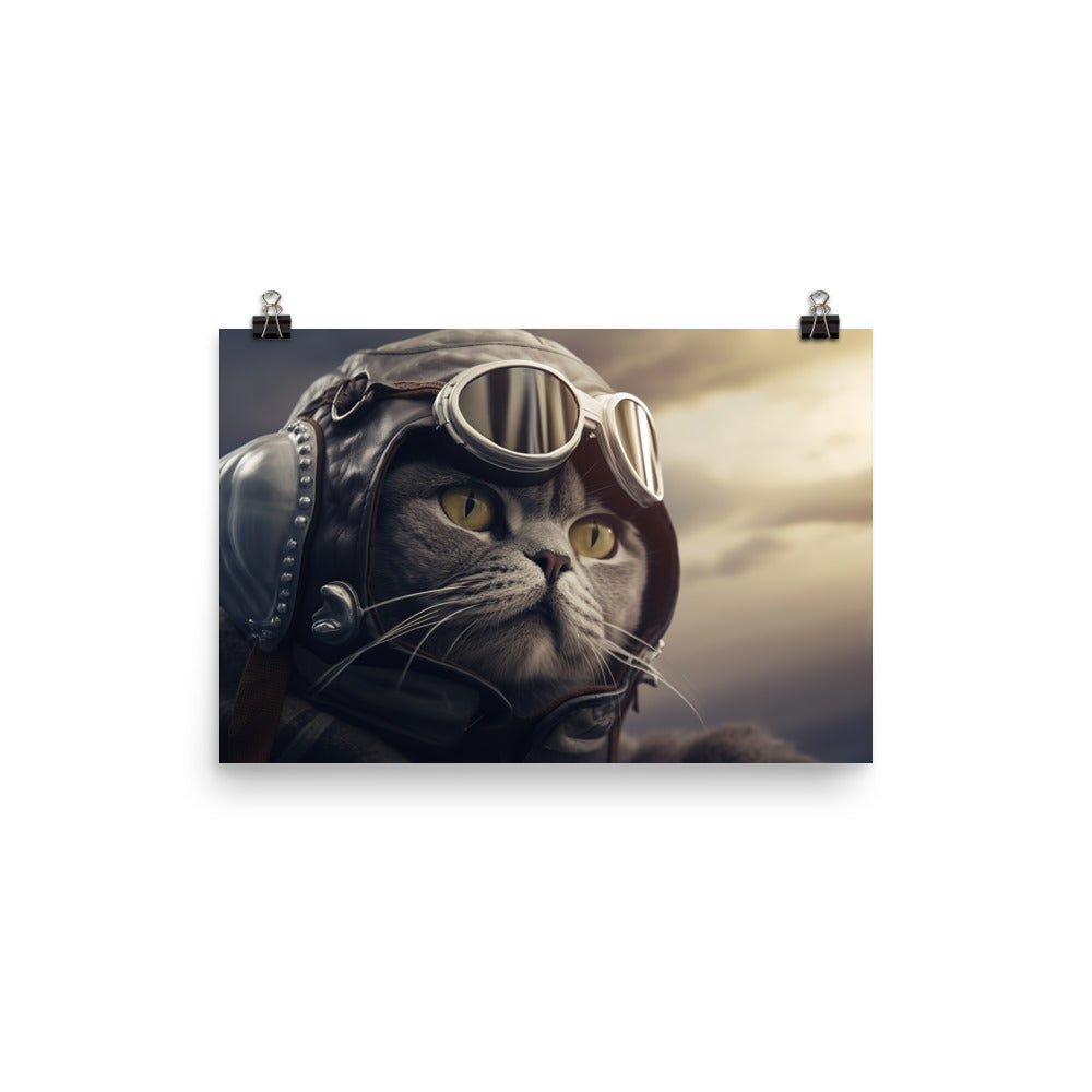 British Shorthair Pilot Photo paper poster - PosterfyAI.com