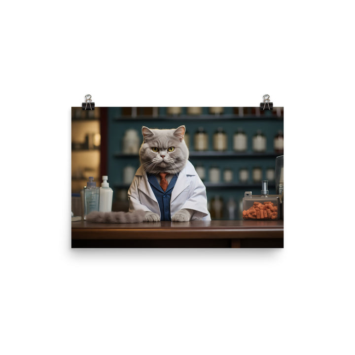 British Shorthair Pharmacist Photo paper poster - PosterfyAI.com