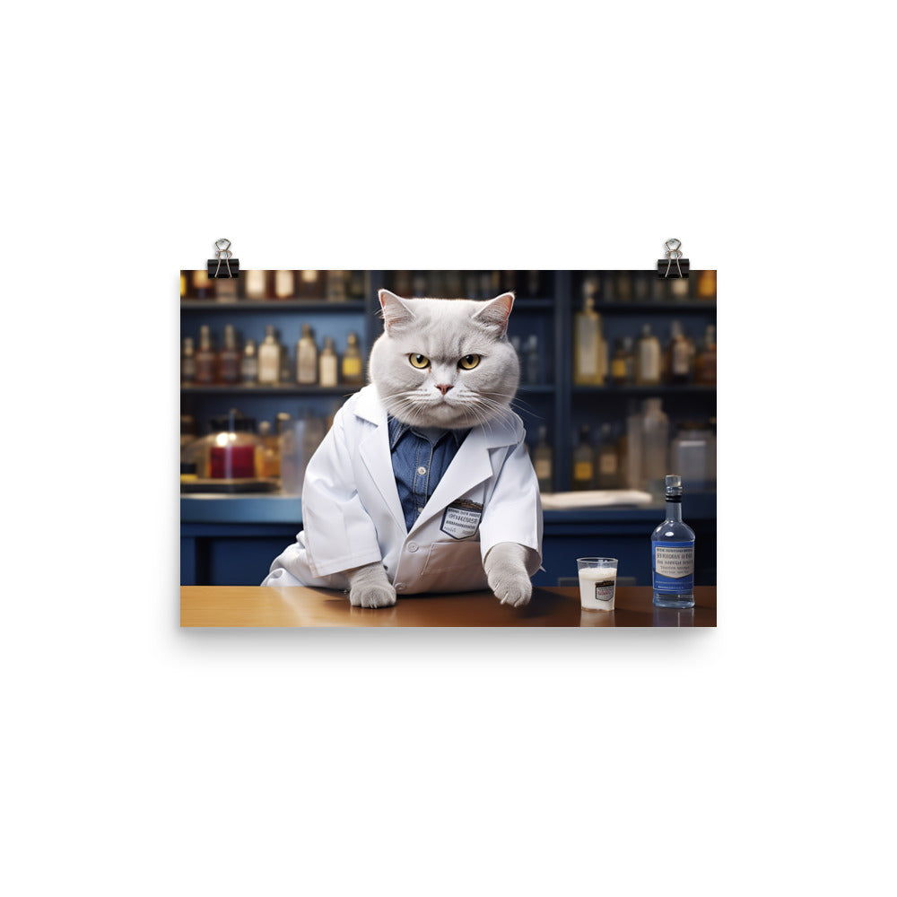 British Shorthair Pharmacist Photo paper poster - PosterfyAI.com