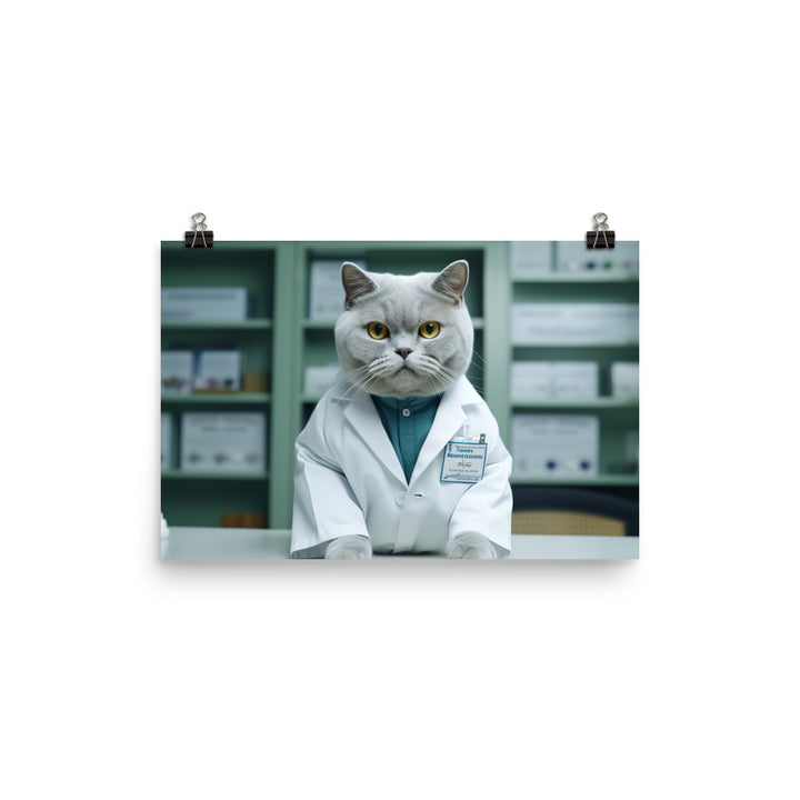 British Shorthair Pharmacist Photo paper poster - PosterfyAI.com