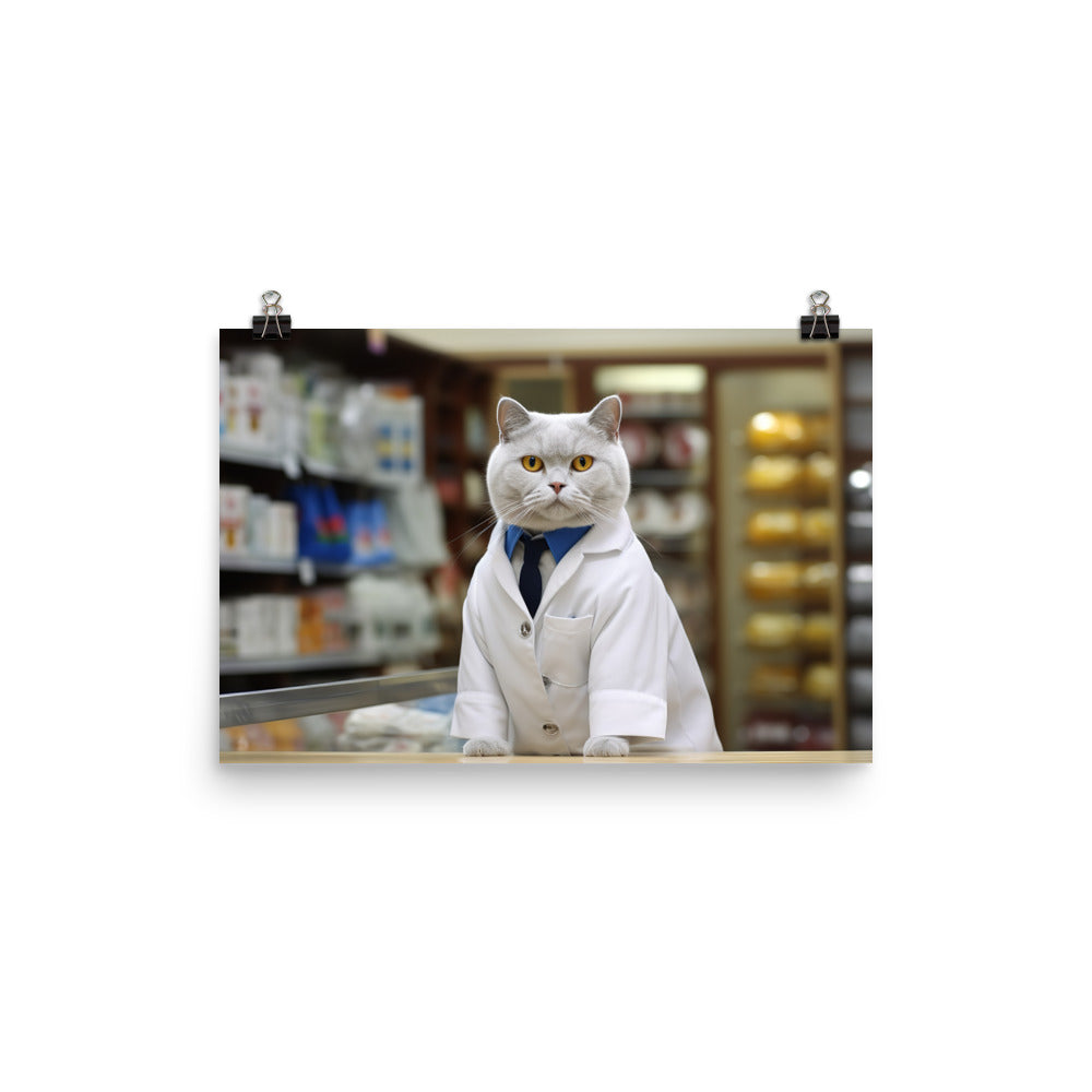 British Shorthair Pharmacist Photo paper poster - PosterfyAI.com