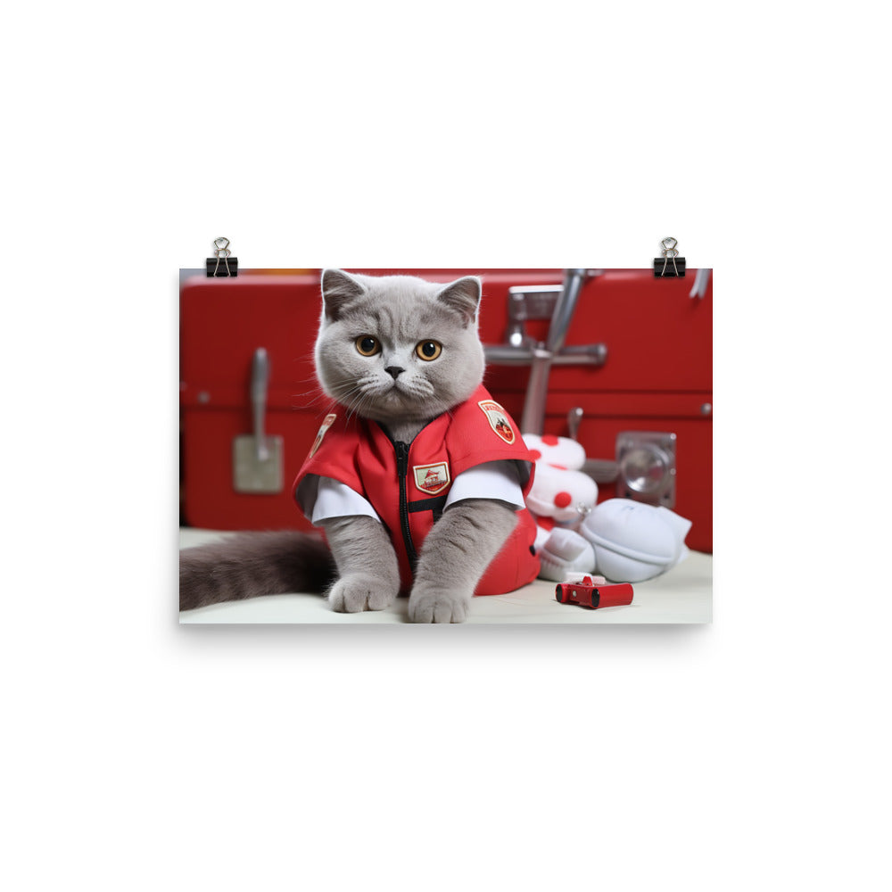 British Shorthair Paramedic Photo paper poster - PosterfyAI.com