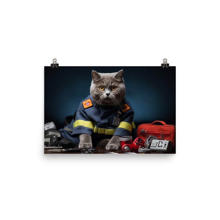 British Shorthair Paramedic Photo paper poster - PosterfyAI.com