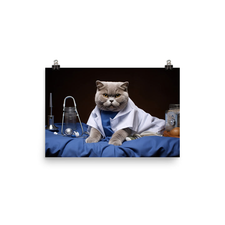 British Shorthair Nurse Photo paper poster - PosterfyAI.com