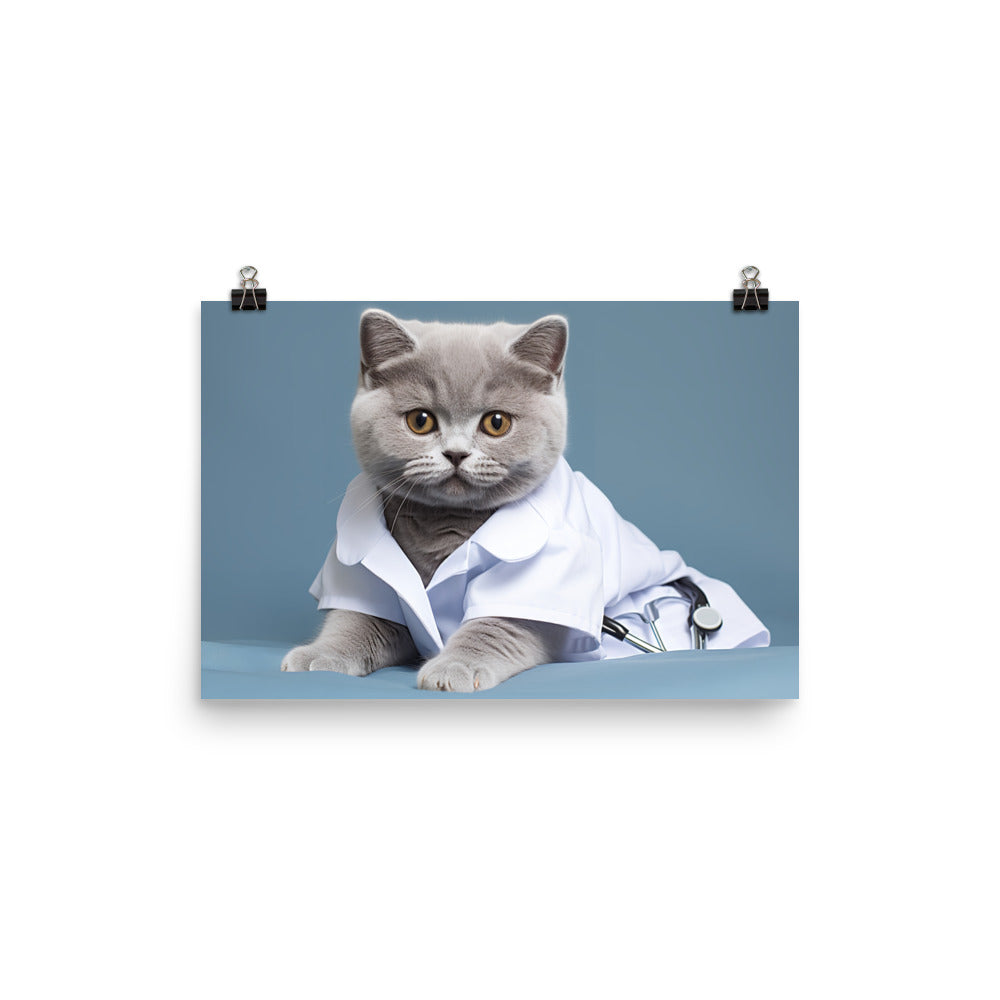 British Shorthair Nurse Photo paper poster - PosterfyAI.com