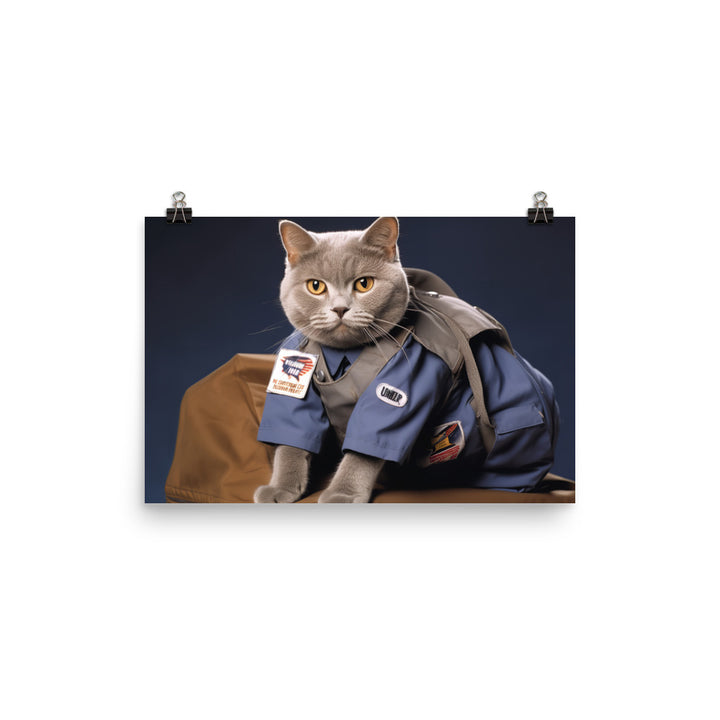 British Shorthair Mail Carrier Photo paper poster - PosterfyAI.com