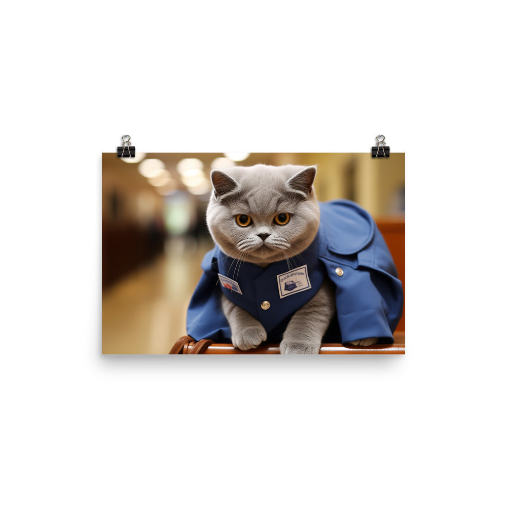 British Shorthair Mail Carrier Photo paper poster - PosterfyAI.com