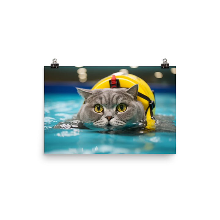 British Shorthair Lifeguard Photo paper poster - PosterfyAI.com