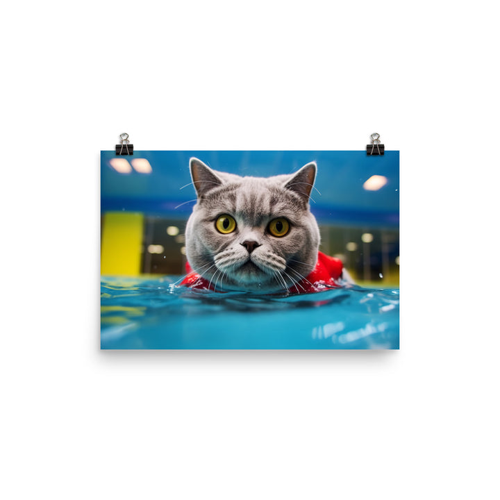 British Shorthair Lifeguard Photo paper poster - PosterfyAI.com