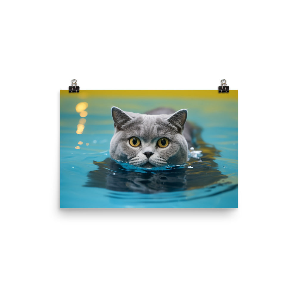 British Shorthair Lifeguard Photo paper poster - PosterfyAI.com