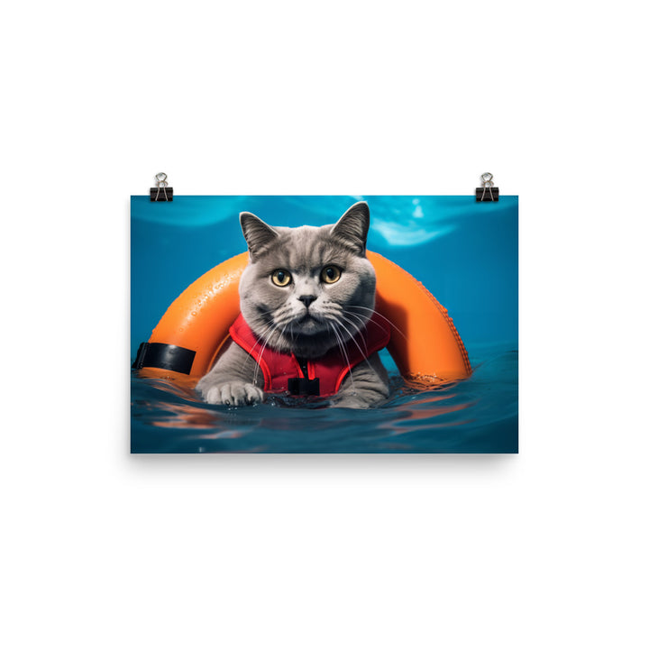 British Shorthair Lifeguard Photo paper poster - PosterfyAI.com