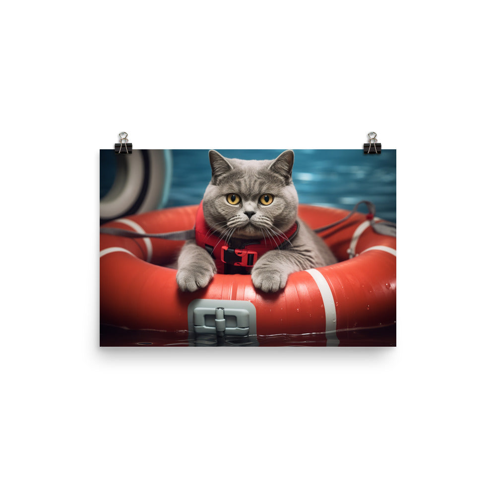 British Shorthair Lifeguard Photo paper poster - PosterfyAI.com