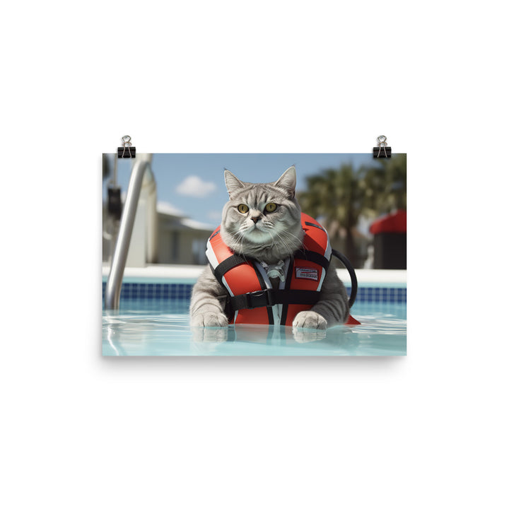 British Shorthair Lifeguard Photo paper poster - PosterfyAI.com