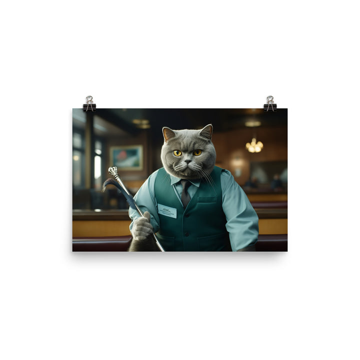 British Shorthair Janitor Photo paper poster - PosterfyAI.com