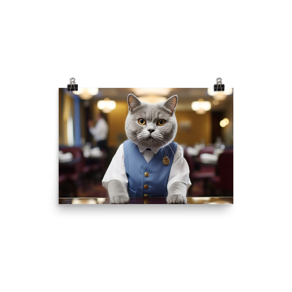 British Shorthair Hotel Staff Photo paper poster - PosterfyAI.com