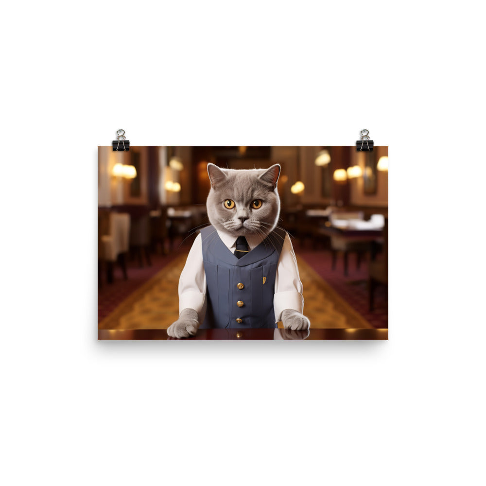 British Shorthair Hotel Staff Photo paper poster - PosterfyAI.com