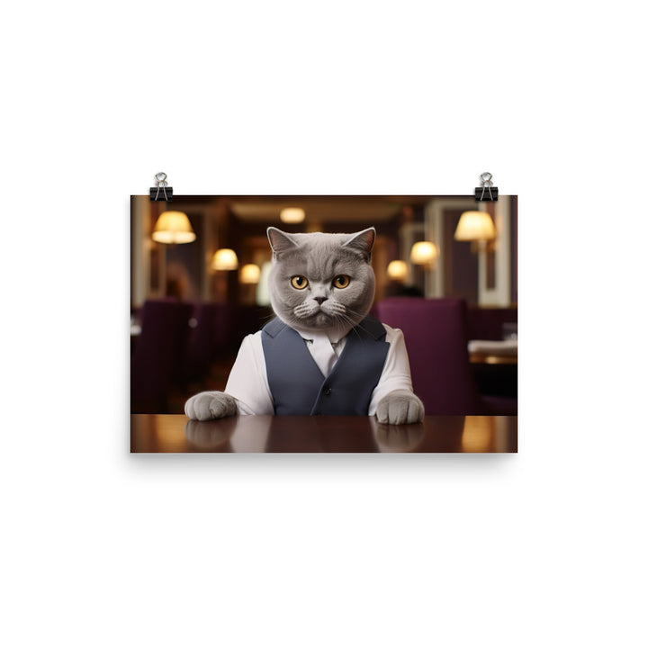 British Shorthair Hotel Staff Photo paper poster - PosterfyAI.com