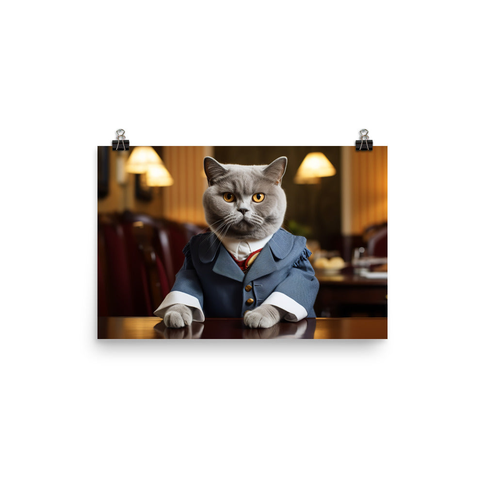 British Shorthair Hotel Staff Photo paper poster - PosterfyAI.com