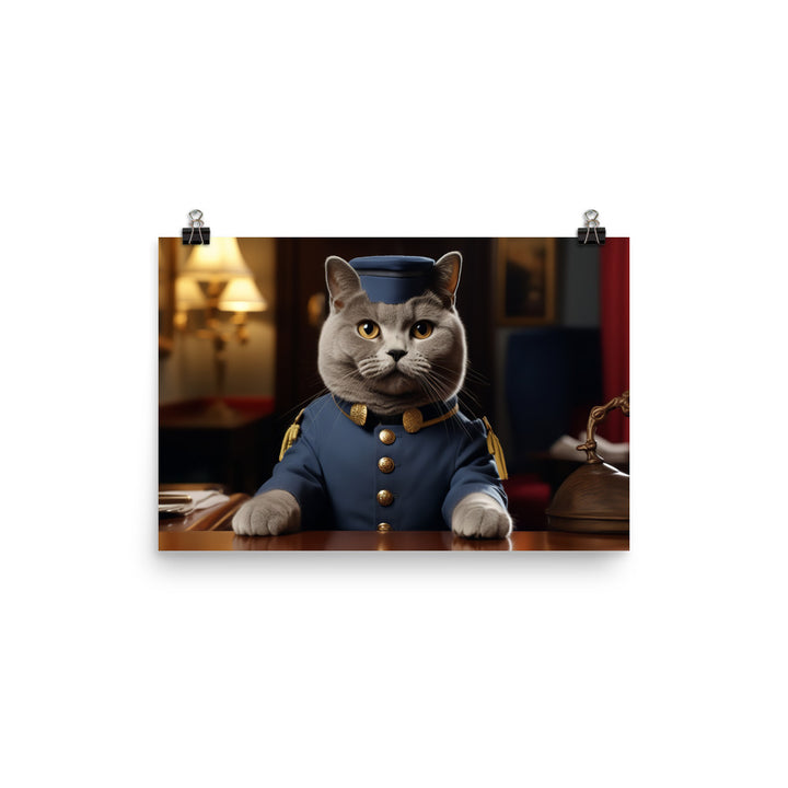 British Shorthair Hotel Staff Photo paper poster - PosterfyAI.com