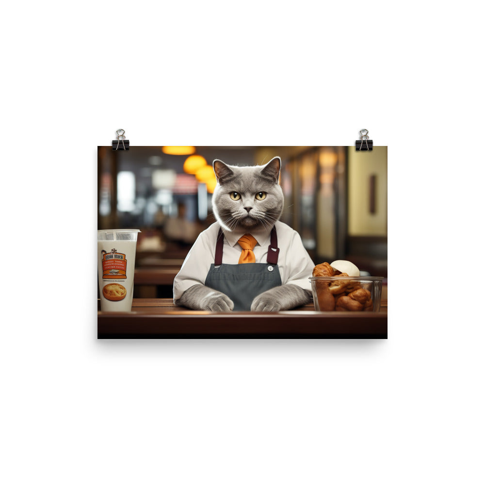 British Shorthair Fast Food Crew Photo paper poster - PosterfyAI.com