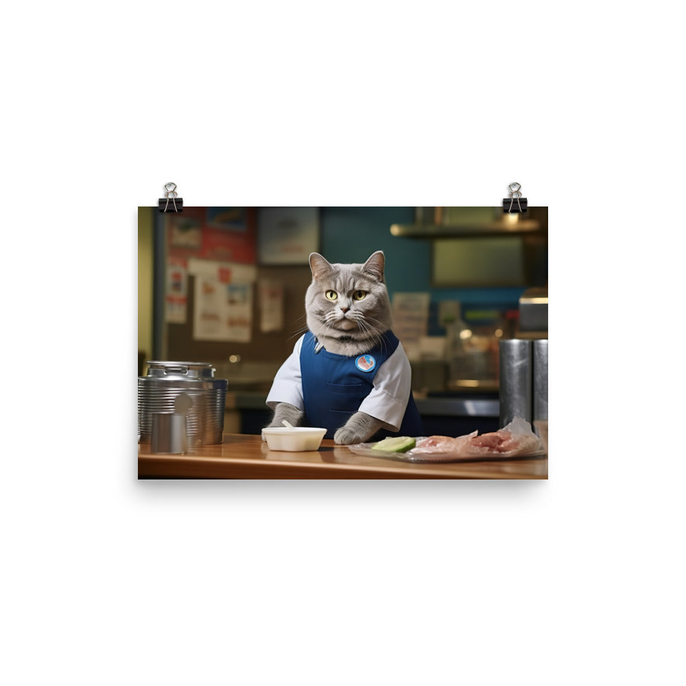 British Shorthair Fast Food Crew Photo paper poster - PosterfyAI.com