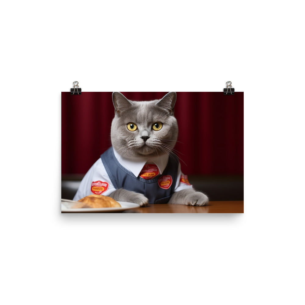 British Shorthair Fast Food Crew Photo paper poster - PosterfyAI.com