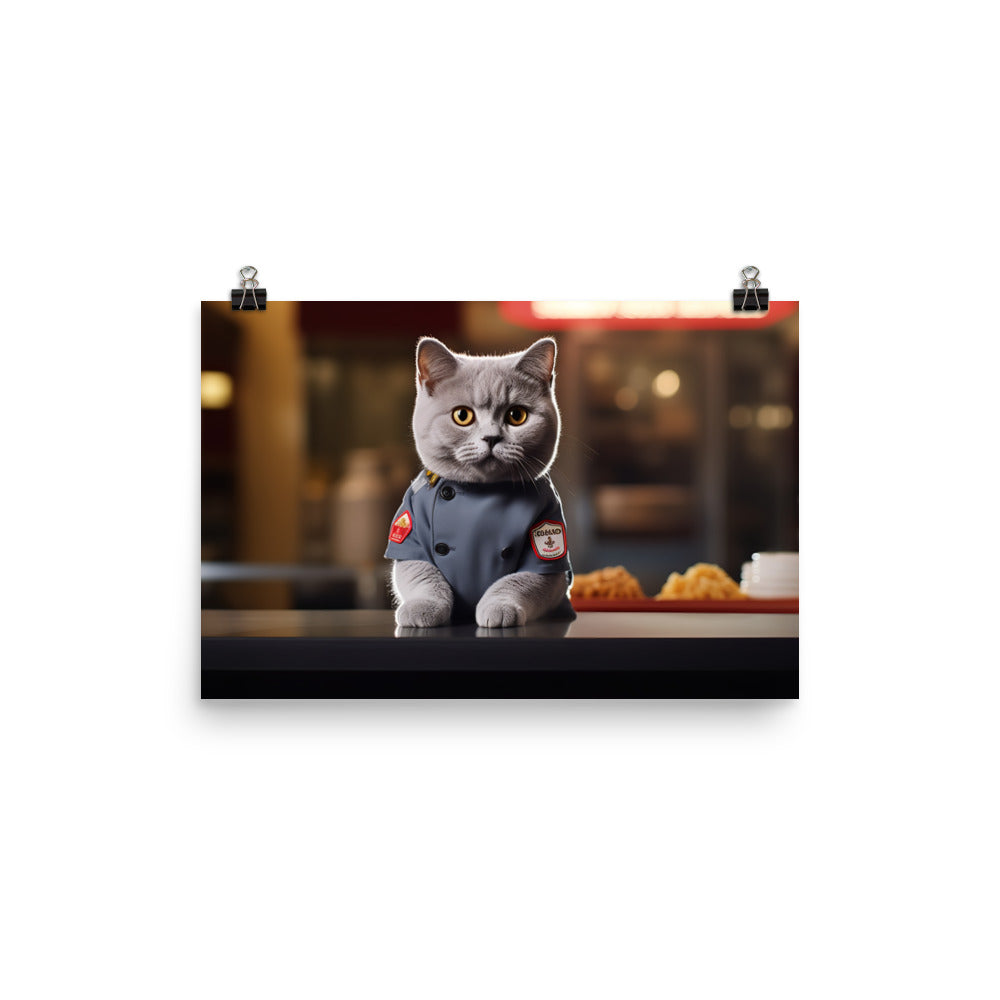 British Shorthair Fast Food Crew Photo paper poster - PosterfyAI.com