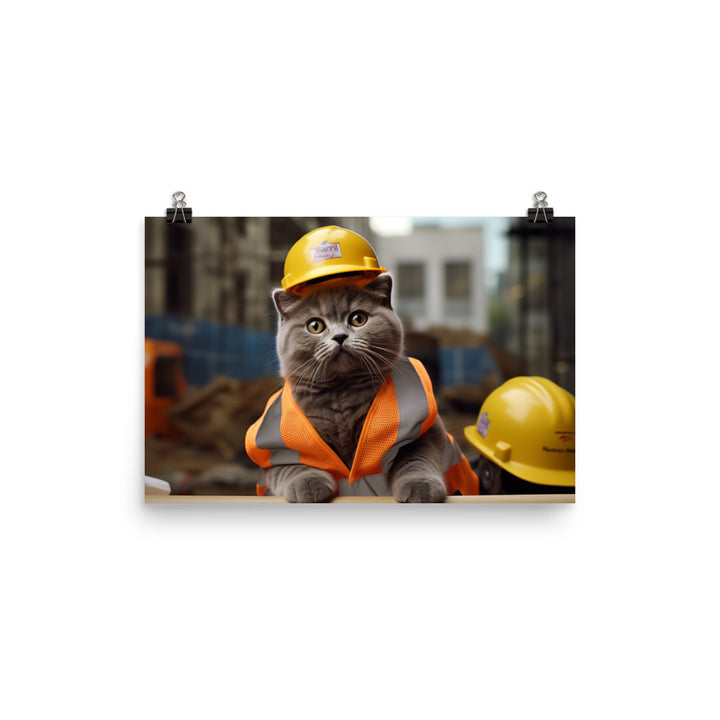 British Shorthair Contractor Photo paper poster - PosterfyAI.com