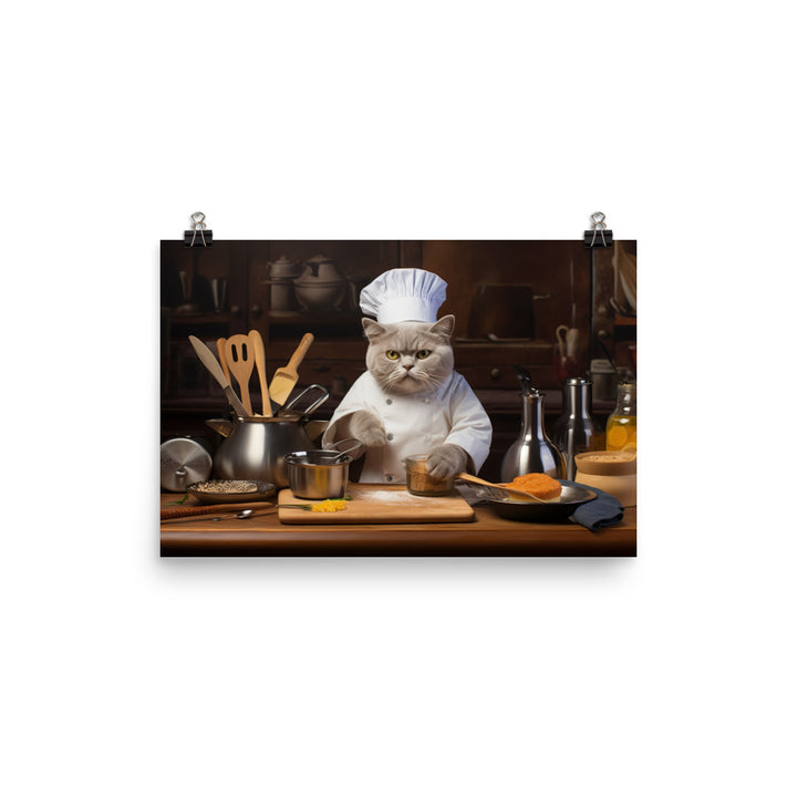 British Shorthair Chef Photo paper poster - PosterfyAI.com